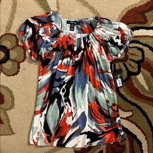 Style & Co. Abstract Art Graphic Ruffled Blouse